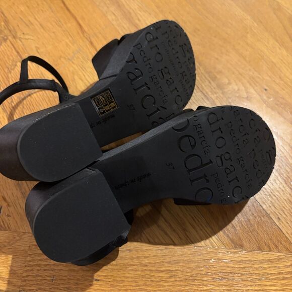 Pedro Garcia Platform Dress Heels Womens EU Size 37 Black Open Toe Ankle Straps - Picture 7 of 8